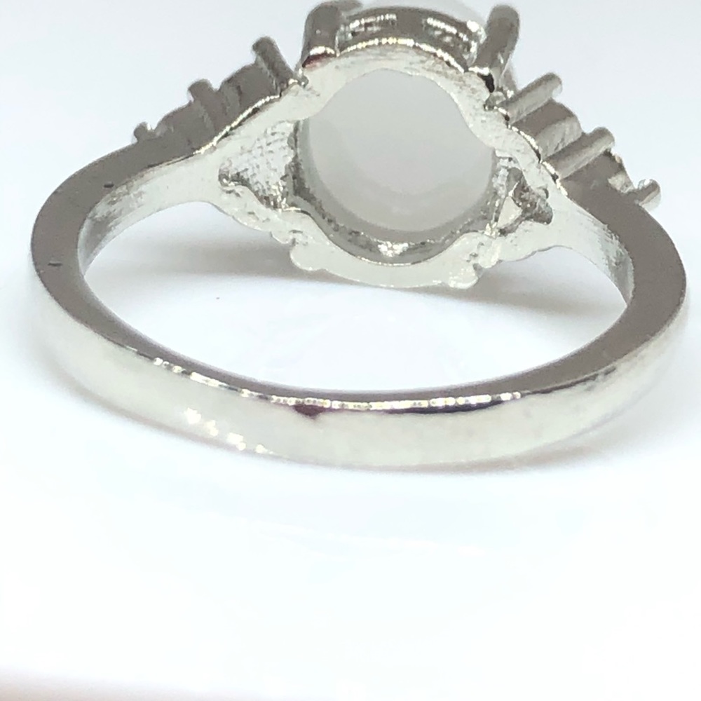 Silver Oval Lab Grown Opal Ring - image 4